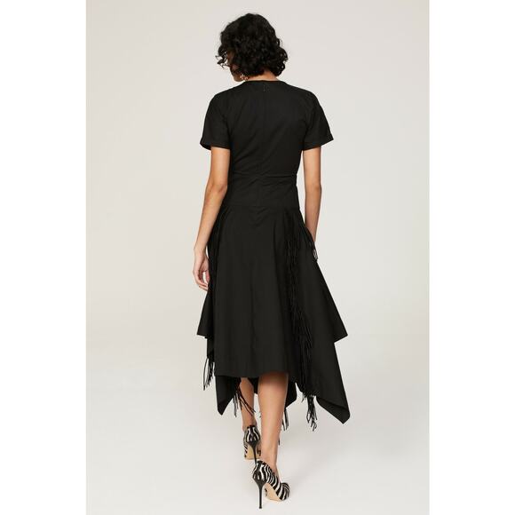 Bibhu Mohapatra Black Cutout Fringe Midi Cocktail Dress Sz 4 - Picture 3 of 16